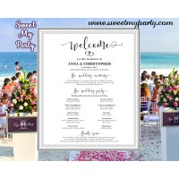 Rustic Wedding Welcome Sign with program,Modern Wedding Welcome sign with program,(023w)